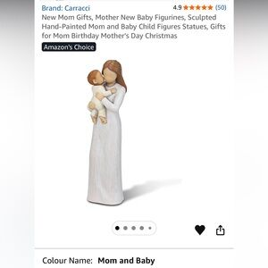 Amazon Mother and Baby Figurine - White and Brown